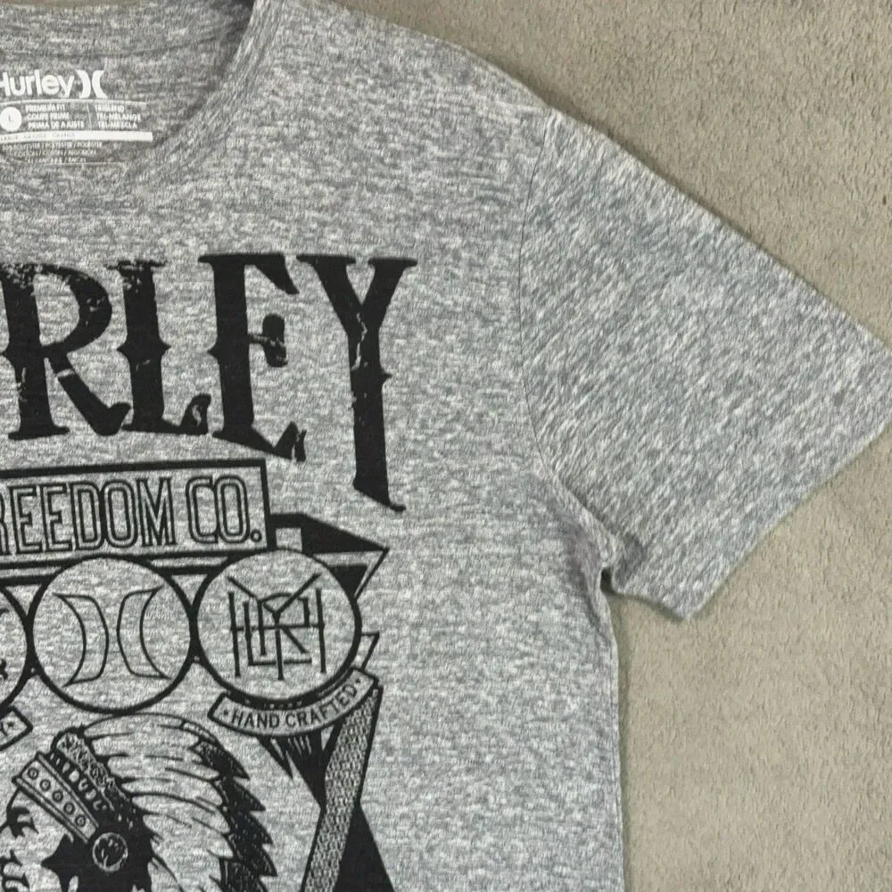 Hurley Graphic Tee Shirt Freedom Co Premium Fit Triblend Large L Gray Heather - Picture 4 of 9